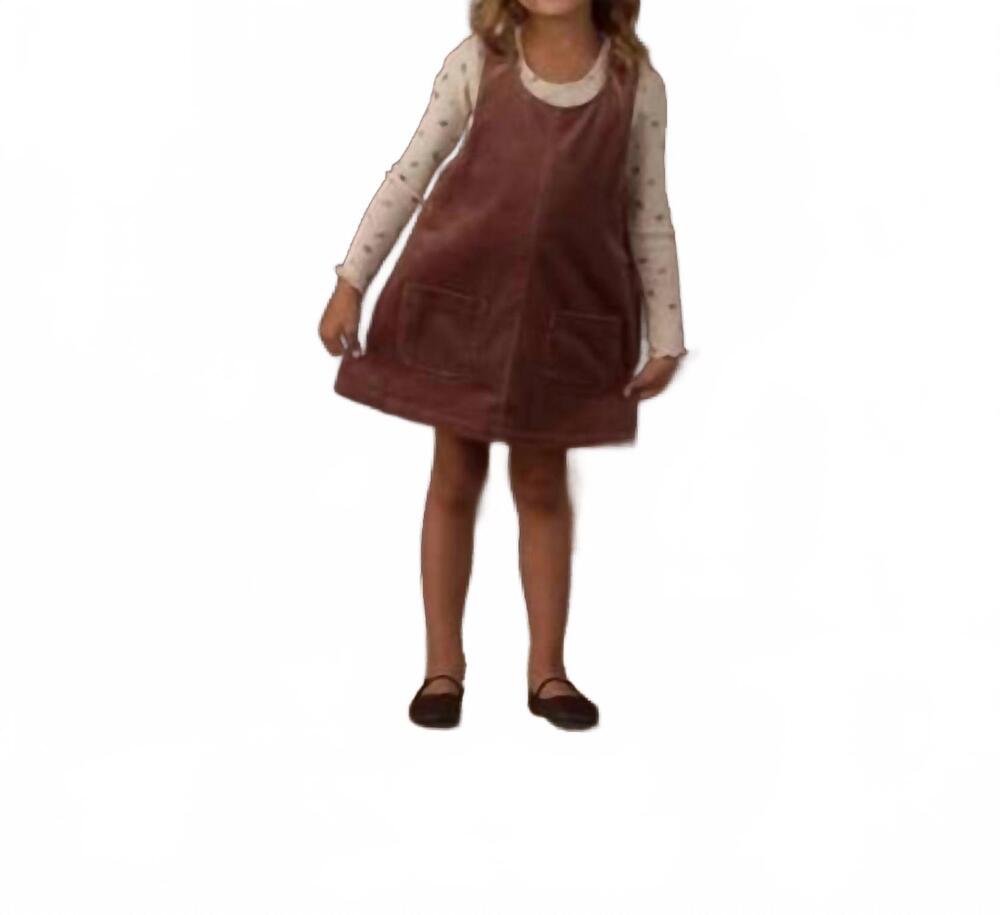 NEW RYLEE + CRU girl's odette overall dress in mulberry